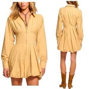 Ramy Brook - NWT, Women’s ‘Naira’ Bubble Hem Mini Dress in Burlap Brown - Size 4